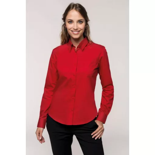 Női blúz Kariban KA542 Ladies Long-Sleeved Cotton poplin Shirt -M, Navy