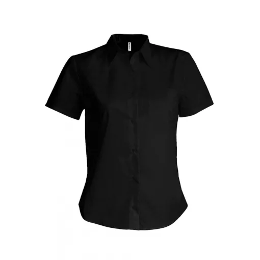 Női blúz Kariban KA544 Ladies Short-Sleeved Cotton poplin Shirt -2XL, Black