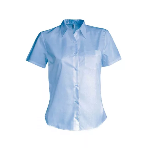 Női blúz Kariban KA544 Ladies Short-Sleeved Cotton poplin Shirt -2XL, Bright Sky
