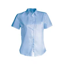 Női blúz Kariban KA544 Ladies Short-Sleeved Cotton poplin Shirt -S, Bright Sky