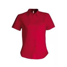 Női blúz Kariban KA544 Ladies Short-Sleeved Cotton poplin Shirt -2XL, Classic Red