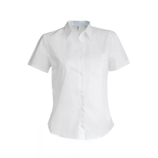 Női blúz Kariban KA544 Ladies Short-Sleeved Cotton poplin Shirt -S, White