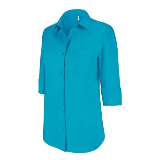 Női blúz Kariban KA558 Ladies 3/4 Sleeved Shirt -XS, Bright Turquoise