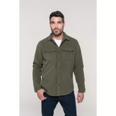   Férfi pulóver Kariban KA582 Sherpa-Lined Fleece Overshirt -2XL, Dark Khaki/Storm Grey