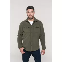 Férfi pulóver Kariban KA582 Sherpa-Lined Fleece Overshirt -3XL, Dark Khaki/Storm Grey