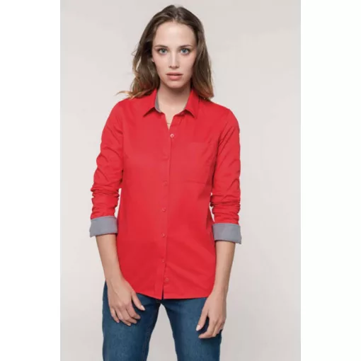 Női blúz Kariban KA585 Ladies’ nevada Long Sleeve Cotton Shirt -2XL, Dark Grey