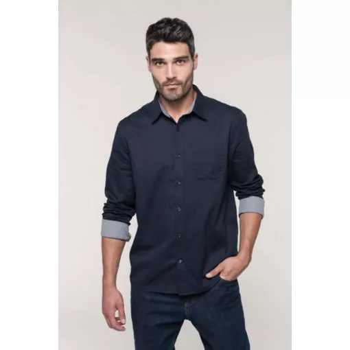 Férfi ing Kariban KA586 Men S nevada Long Sleeve Cotton Shirt -M, Black