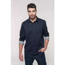 Férfi ing Kariban KA586 Men S nevada Long Sleeve Cotton Shirt -M, Navy