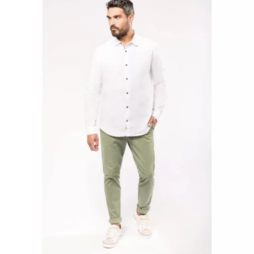 Férfi ing Kariban KA588 Men S Long Sleeve Linen And Cotton Shirt -S, Navy