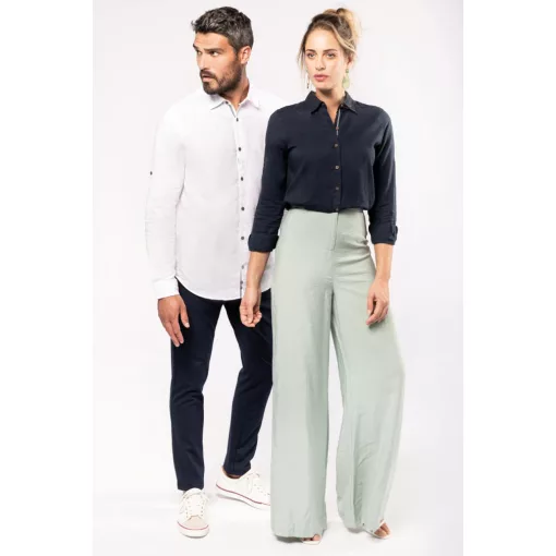 Női blúz Kariban KA589 Ladies Long Sleeve Linen And Cotton Shirt -2XL, Navy