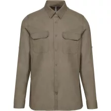 Férfi ing Kariban KA590 Men S Long-Sleeved Safari Shirt -4XL, Light Khaki