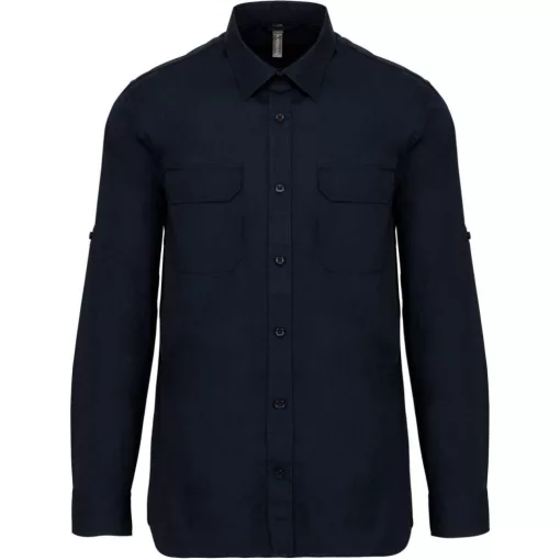Férfi ing Kariban KA590 Men S Long-Sleeved Safari Shirt -M, Navy