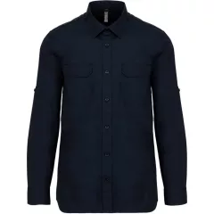 Férfi ing Kariban KA590 Men S Long-Sleeved Safari Shirt -S, Navy