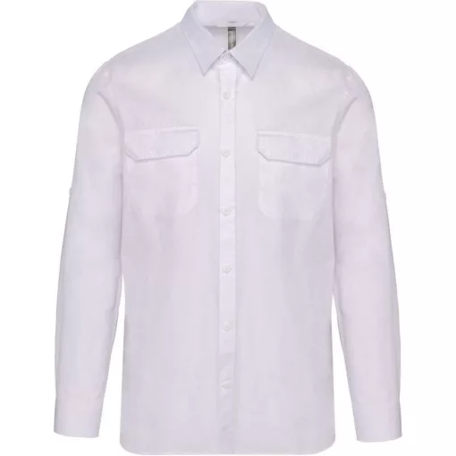 Férfi ing Kariban KA590 Men S Long-Sleeved Safari Shirt -4XL, White