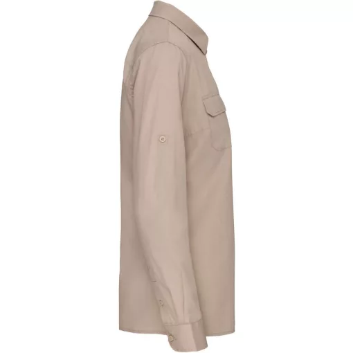 Női blúz Kariban KA591 Ladies Long Sleeved Safari Shirt -S, Beige