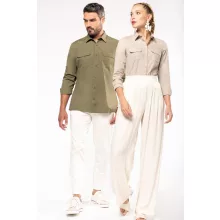 Női blúz Kariban KA591 Ladies Long Sleeved Safari Shirt -XL, Beige
