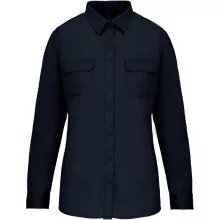 Női blúz Kariban KA591 Ladies Long Sleeved Safari Shirt -2XL, Navy