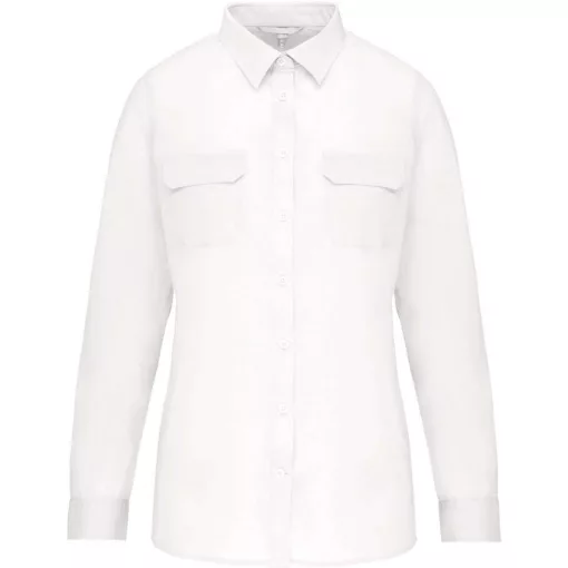 Női blúz Kariban KA591 Ladies Long Sleeved Safari Shirt -L, White
