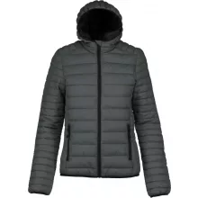 Női kabát Kariban KA6111 Ladies Lightweight Hooded padded Jacket -XS, Marl Dark Grey