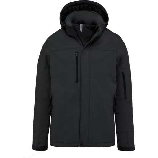 Férfi Softshell Kariban KA650 Men S Hooded Softshell Lined parka -4XL, Titanium