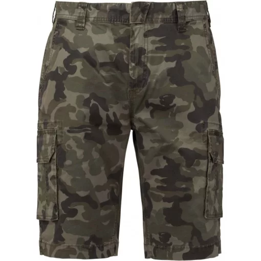 Férfi rövid nadrág Kariban KA754 Men S Multipocket Bermuda Shorts -46, Olive Camouflag