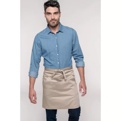 Uniszex, női, férfi kötény, szakács, pincér Kariban KA899 polycotton Mid-Length Apron -Egy méret, Black