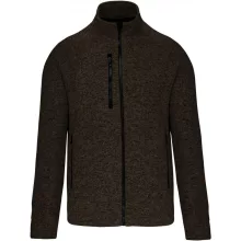 Férfi pulóver Kariban KA9106 Men S Full Zip Heather Jacket -4XL, Dark Khaki Melange