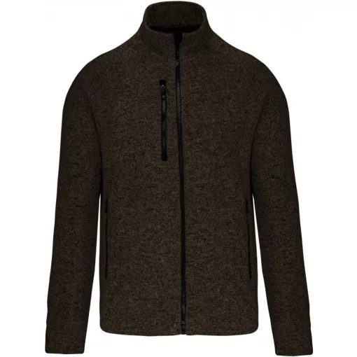 Férfi pulóver Kariban KA9106 Men S Full Zip Heather Jacket -S, Dark Khaki Melange