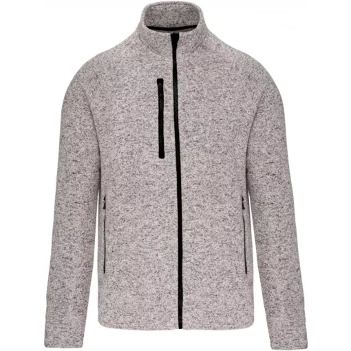 Férfi pulóver Kariban KA9106 Men S Full Zip Heather Jacket -4XL, Light Grey Mélange