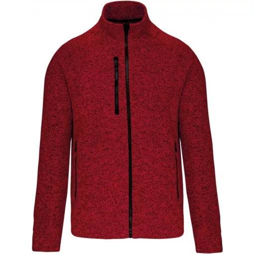 Férfi pulóver Kariban KA9106 Men S Full Zip Heather Jacket -3XL, Red Melange