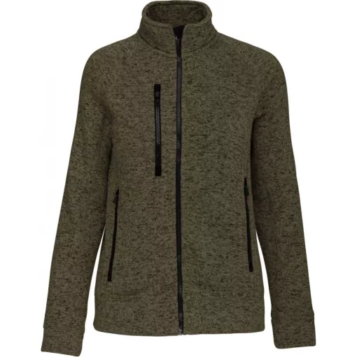 Női pulóver Kariban KA9107 Ladies Full Zip Heather Jacket -2XL, Dark Khaki Melange