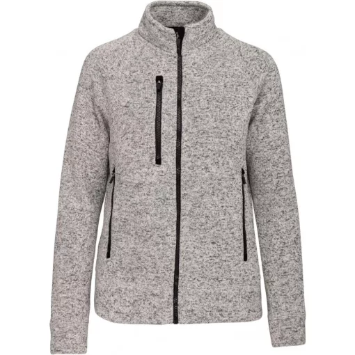 Női pulóver Kariban KA9107 Ladies Full Zip Heather Jacket -XL, Light Grey Mélange