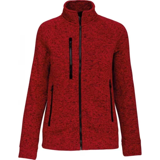Női pulóver Kariban KA9107 Ladies Full Zip Heather Jacket -XS, Red Melange