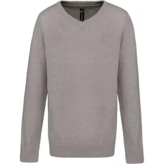 Gyerek pulóver Kariban KA9109 Kids v-neck Jumper -6/8, Grey Melange