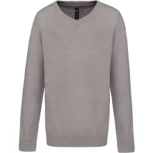 Gyerek pulóver Kariban KA9109 Kids v-neck Jumper -8/10, Grey Melange