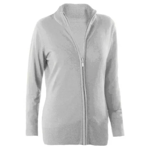 Női Kariban KA962 Ladies Full Zip Cardigan -L, Grey Melange
