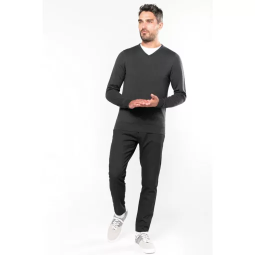 Férfi pulóver Kariban KA965 Men’S v-neck Jumper -L, Navy