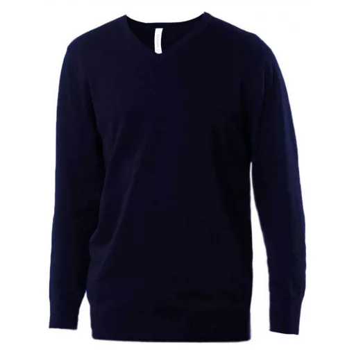 Férfi pulóver Kariban KA965 Men’S v-neck Jumper -S, Navy