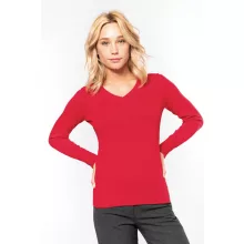 Női Kariban KA966 Ladies v-neck Jumper -S, Grey Melange