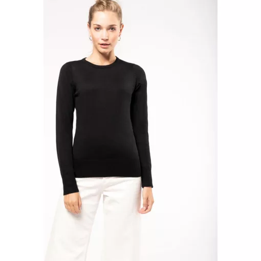Női Kariban KA968 Ladies Crew neck Jumper -L, Black