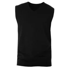 Férfi pulóver Kariban KA969 Men S Sleeveless v-neck Jumper -3XL, Black