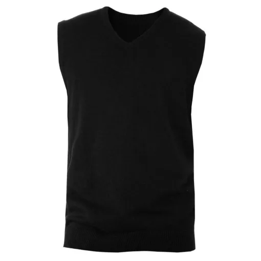 Férfi pulóver Kariban KA969 Men S Sleeveless v-neck Jumper -L, Black