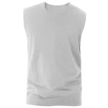 Férfi pulóver Kariban KA969 Men S Sleeveless v-neck Jumper -3XL, Grey Melange