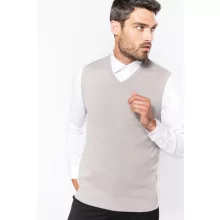 Férfi pulóver Kariban KA969 Men S Sleeveless v-neck Jumper -3XL, Grey Melange