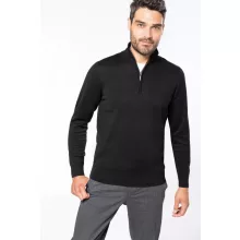 Férfi pulóver Kariban KA970 Men S Zip neck Jumper -L, Black