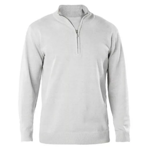 Férfi pulóver Kariban KA970 Men S Zip neck Jumper -2XL, Grey Melange