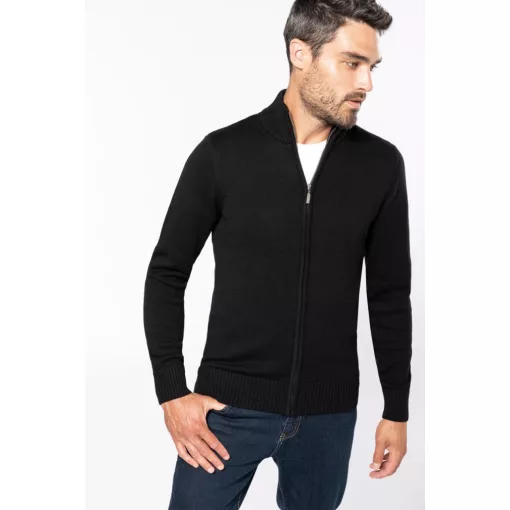 Férfi Kariban Kardigán KA971 Full Zip Cardigan -L, Black
