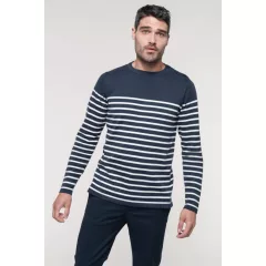 Férfi pulóver Kariban KA989 Men S Sailor Jumper -2XL, Striped Navy/Off White