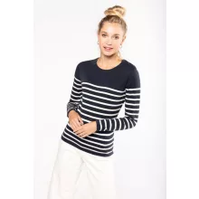 Női pulóver Kariban KA990 Ladies Sailor Jumper -L, Striped Navy/Off White
