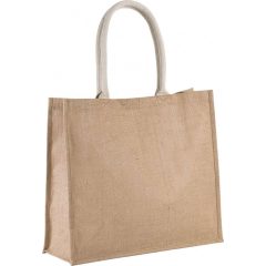   Uniszex táska Kimood KI0219 Jute Beach Bag -Egy méret, Natural/Gold